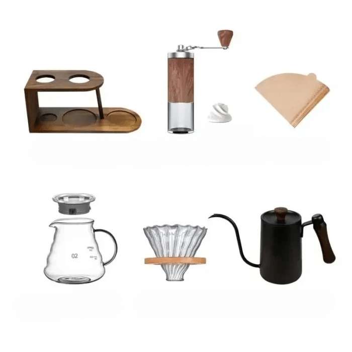 Kit d'Accessoires pour Café en Bois d'Acacia - Artisanal - vue 2