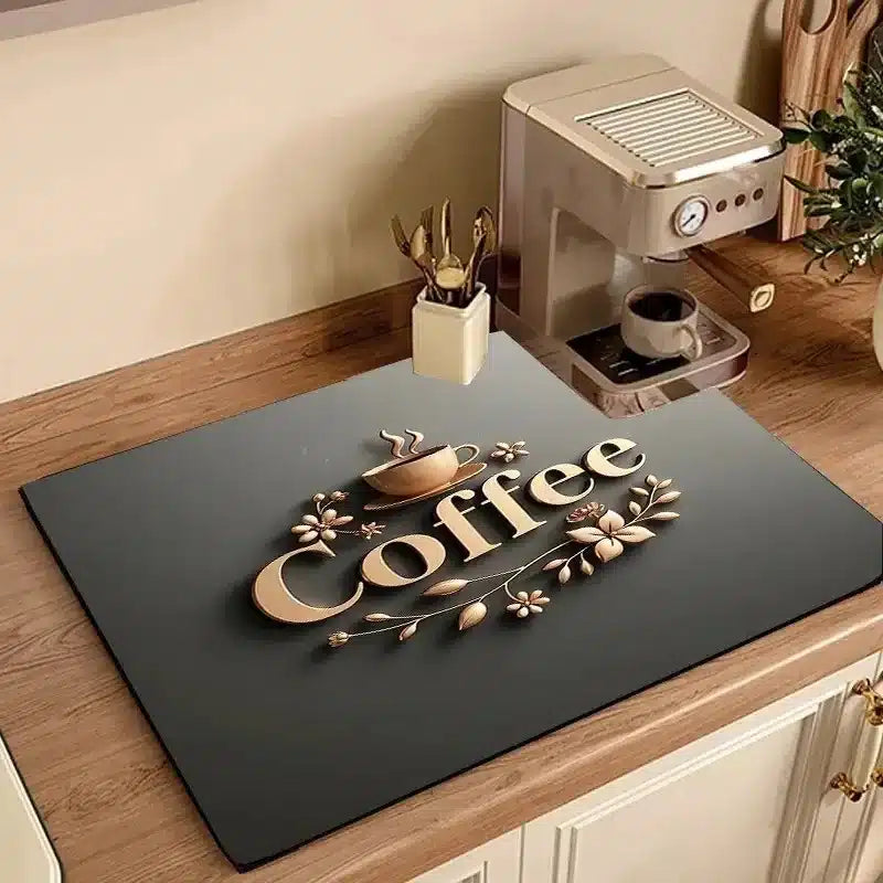 Tapis Absorbant en Caoutchouc Imprimé Café Antidérapant 60x40CM - vue 1