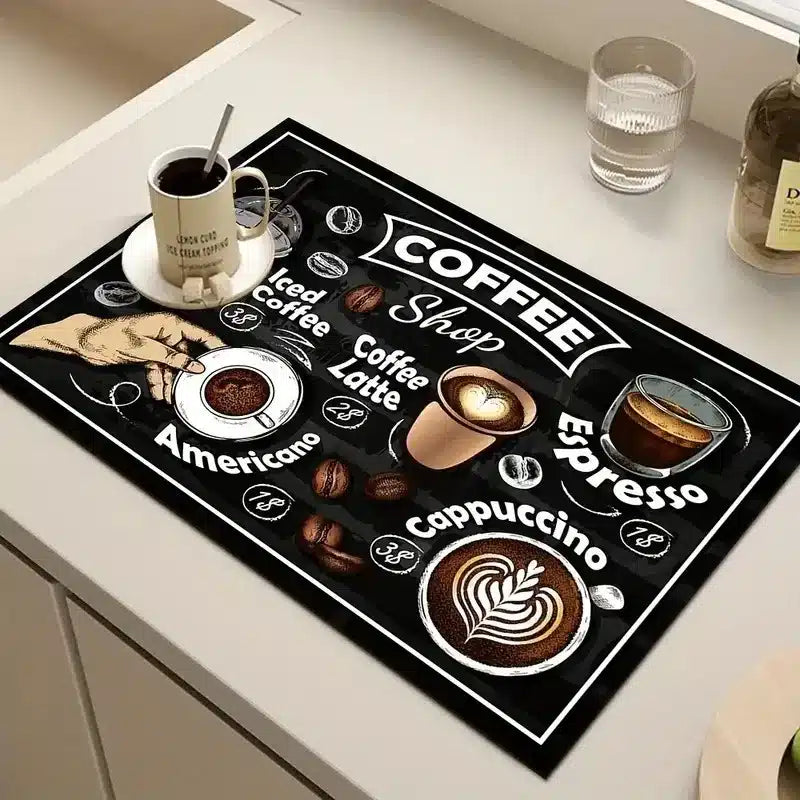 Tapis Absorbant en Caoutchouc Imprimé Café Antidérapant 60x40CM - vue 2
