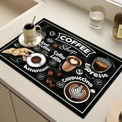 Tapis Absorbant en Caoutchouc Imprimé Café Antidérapant 60x40CM - vue 2