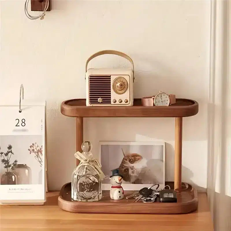 Support de Rangement en Bois pour Café et Accessoires Double Couche - vue 1
