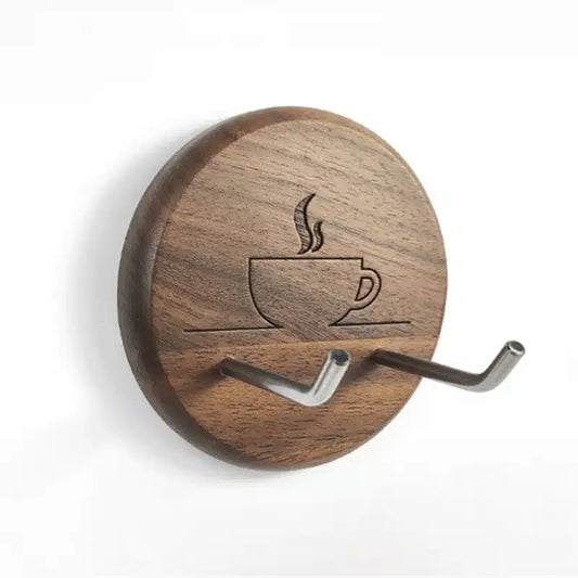Porte-Filtre à Café en Bois de Noyer Auto-Adhésif Élégant - vue 1