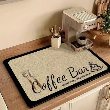 Tapis Absorbant en Caoutchouc Imprimé Café Antidérapant 60x40CM - vue 3