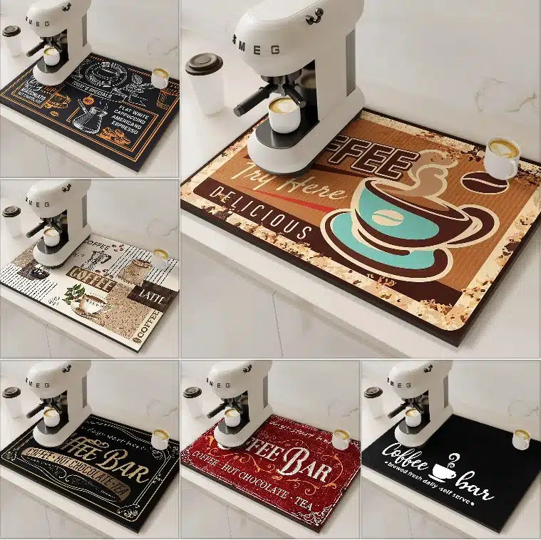Tapis Absorbant en Boue de Diatomées Antidérapant pour Cafetière Rétro - vue 1