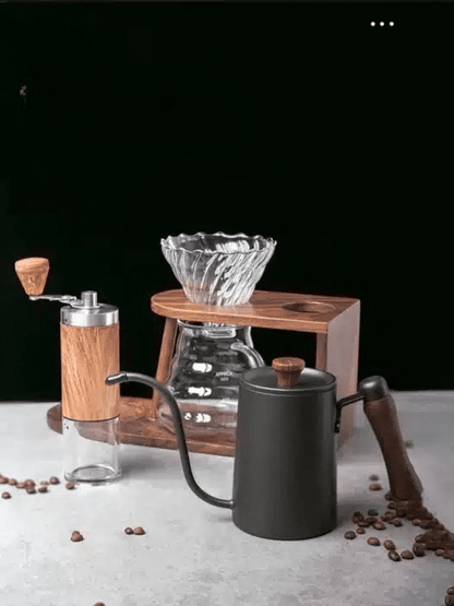 Kit d'Accessoires pour Café en Bois d'Acacia - Artisanal - vue 1