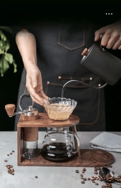 Kit d'Accessoires pour Café en Bois d'Acacia - Artisanal - vue 6