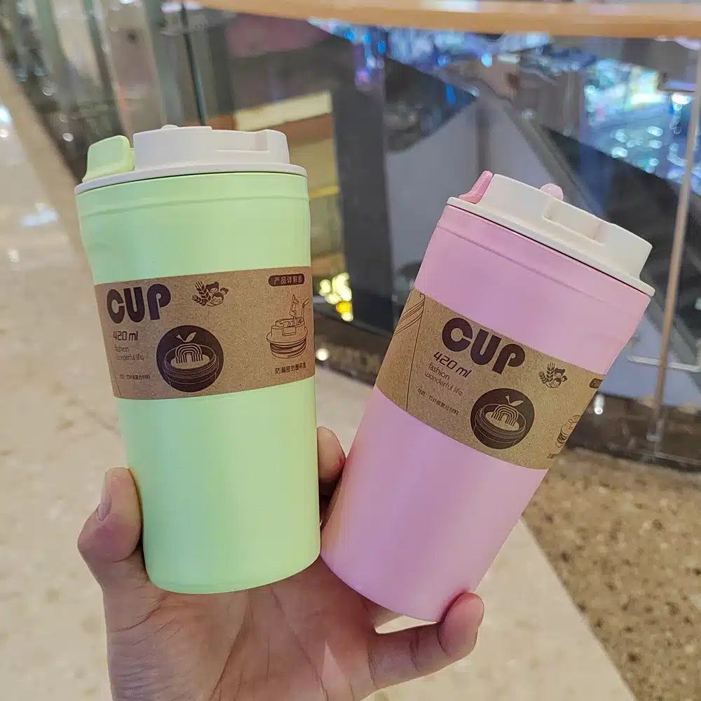 Tasse en Bambou Écologique avec Couvercle en Silicone 420ML - vue 1
