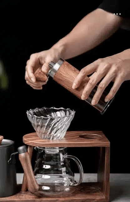 Kit d'Accessoires pour Café en Bois d'Acacia - Artisanal - vue 5