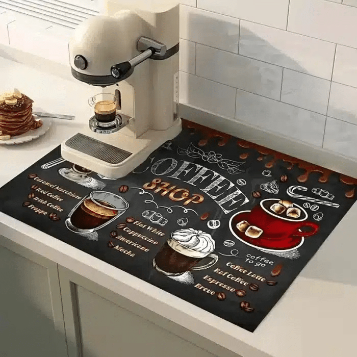 Tapis Absorbant en Caoutchouc Imprimé Café Antidérapant 60x40CM - vue 4
