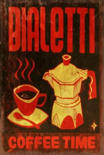 Plaque Murale Vintage en Fer Blanc Bialetti Décorative 30x20CM - vue 1