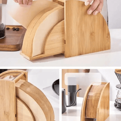 Porte-Filtre à Café en Bambou Massif Rangement Écologique - vue 5