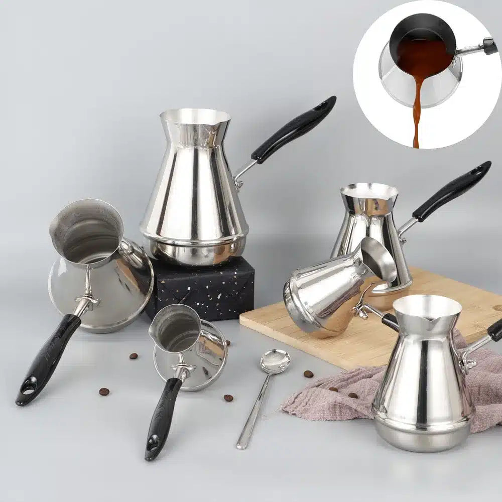 Pot Moka en Acier Inoxydable avec Long Manche 650ML - vue 1