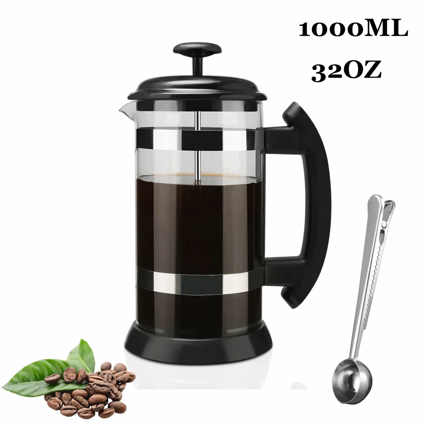 Cafetière à Pression en Verre Borosilicate 1L - vue 1
