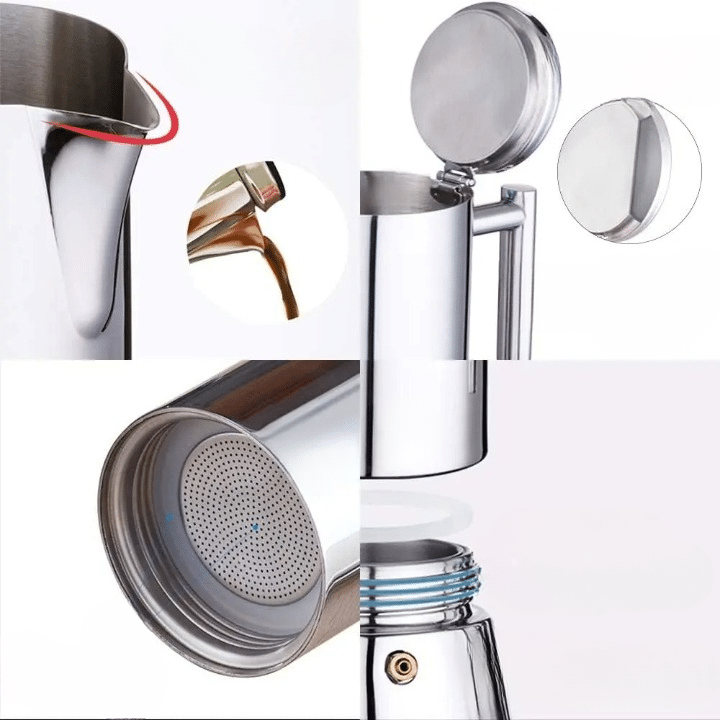 Cafetière Moka Italienne en Acier Inox 4 Tasses - vue 2