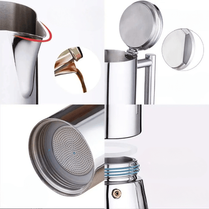 Cafetière Moka Italienne en Acier Inox 4 Tasses - vue 2