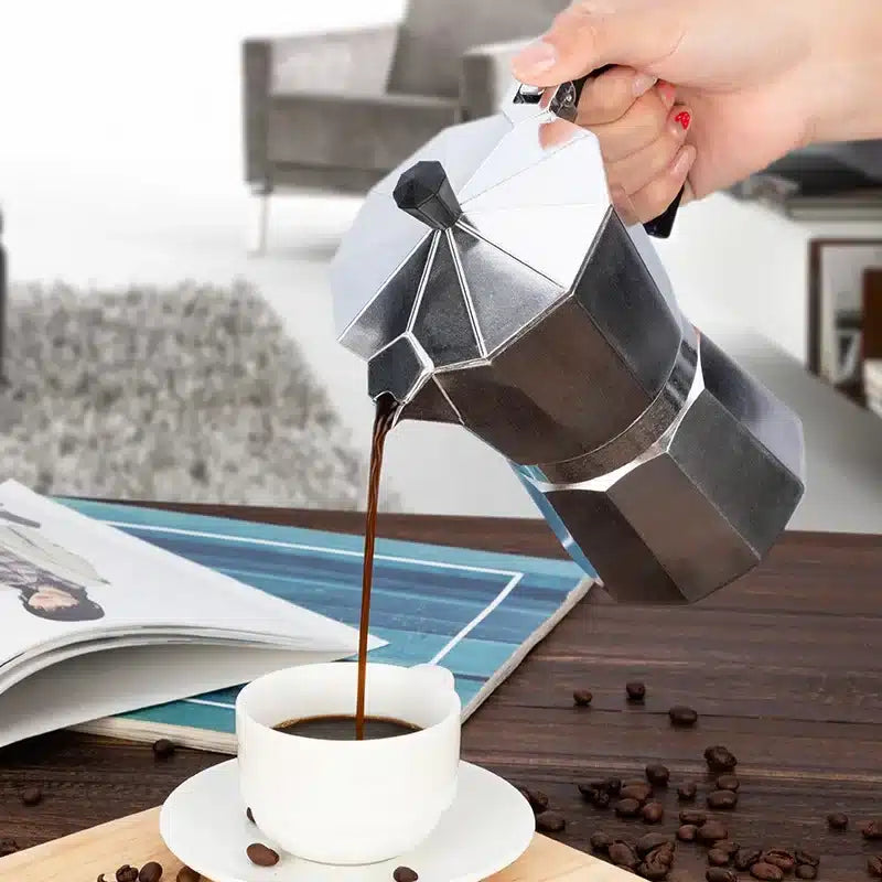 Cafetière Moka Italienne en Aluminium Octogonale 6 Tasses - vue 2