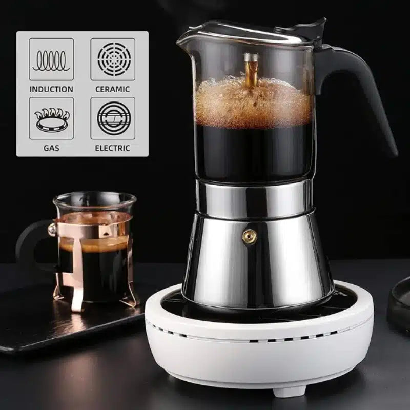 Cafetière Moka Pot en Verre Design Élégant pour 2 Tasses - vue 2