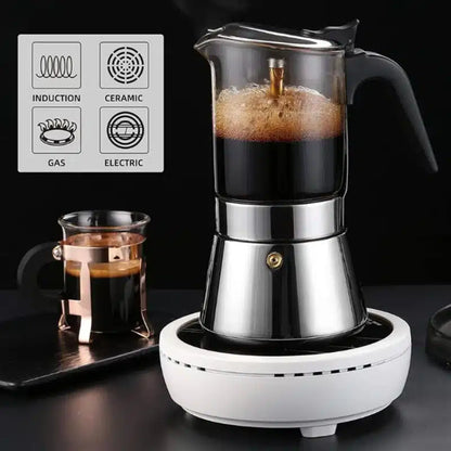 Cafetière Moka Pot en Verre Design Élégant pour 2 Tasses - vue 2