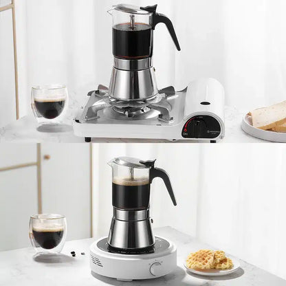 Cafetière Moka Pot en Verre Design Élégant pour 2 Tasses - vue 3