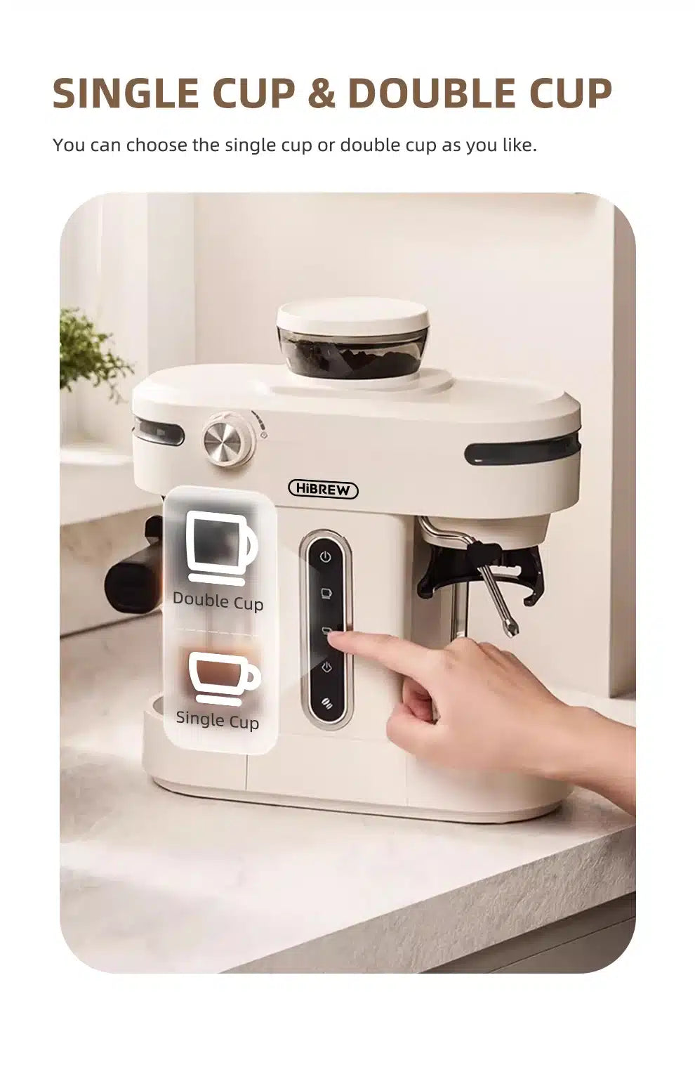 Cafetière Percolateur en Acier Inoxydable avec Moulin 1.2L - vue 1