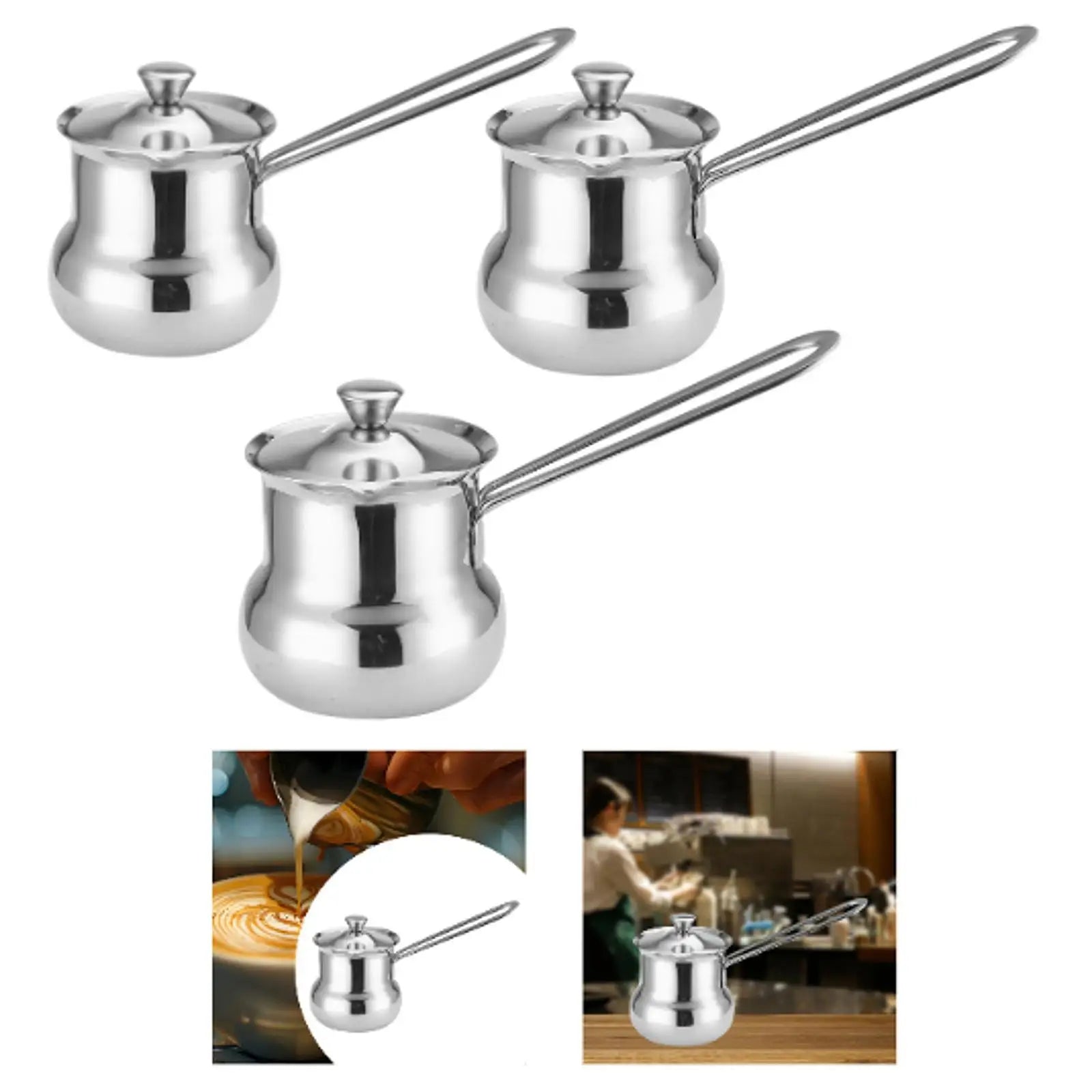 Cafetière Turque en Acier Inoxydable à Long Manche 300ML - vue 1