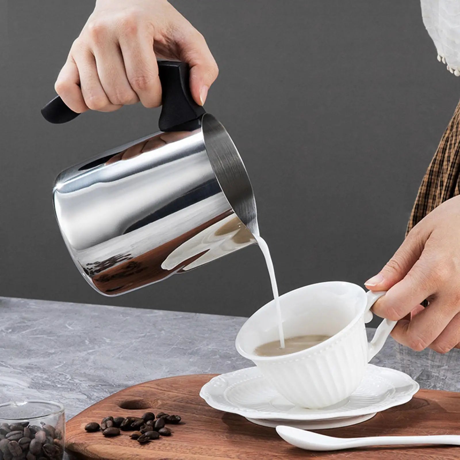 Cafetière Turque en Acier Inoxydable avec Poignée en Bois 500ML - vue 6