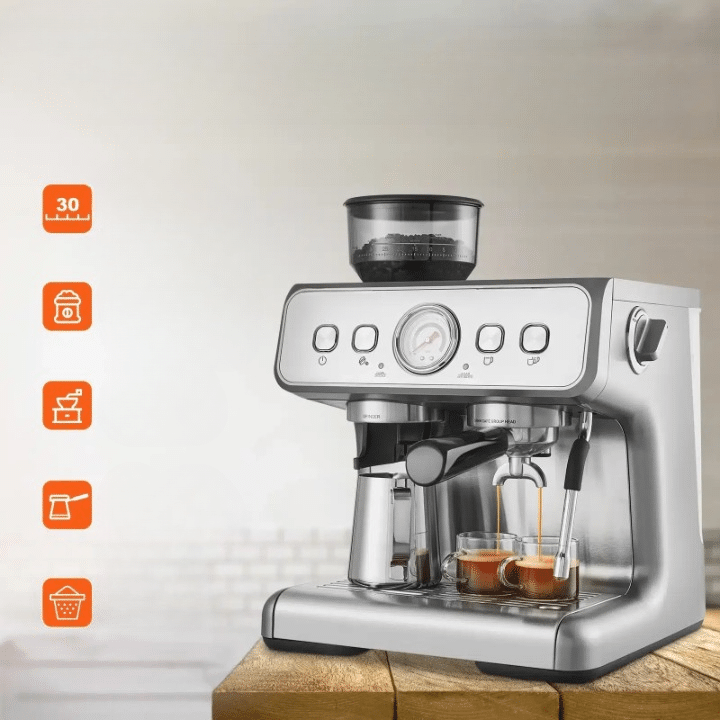 Distributeur Automatique de Café en Acier Inoxydable avec Broyeur Intégré - vue 3
