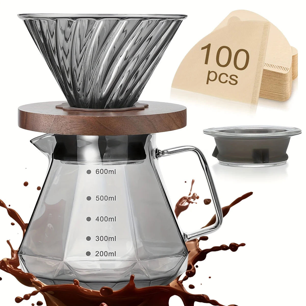 Ensemble Cafetière À Filtre en Verre Borosilicaté 600ML - vue 1