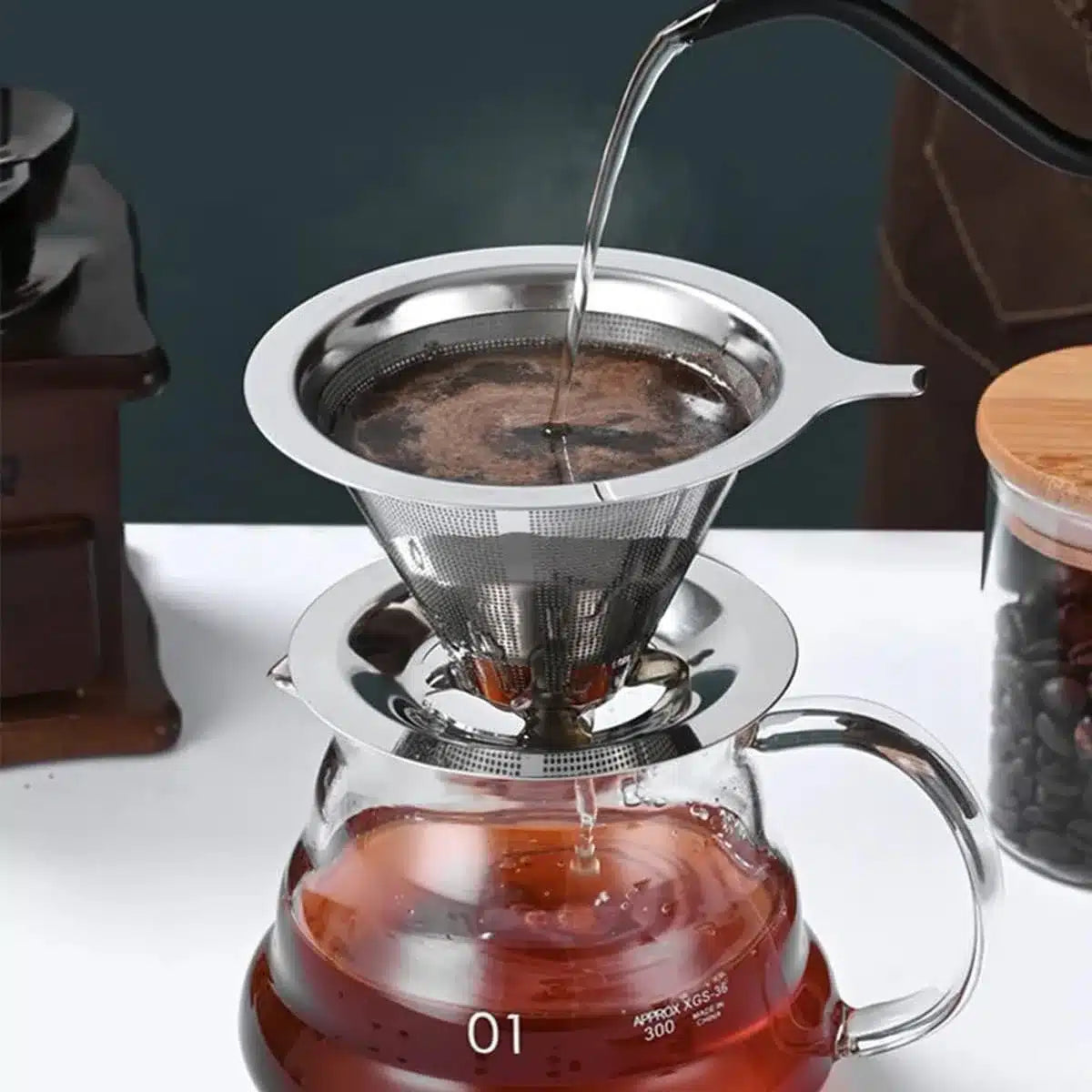 Café Filtre V60 en Acier Inoxydable Écologique et Durable - vue 2