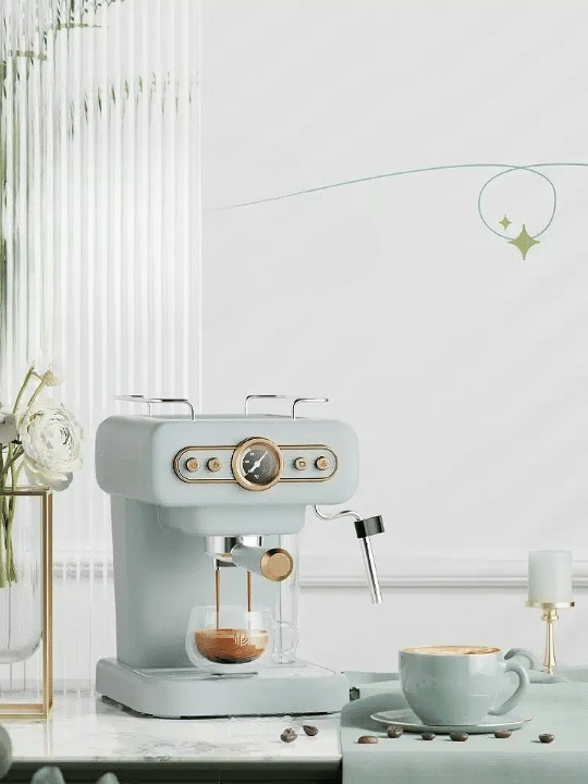 Machine à Café Grain Rétro Italienne Compacte Design Élégant 1 Tasse - vue 3