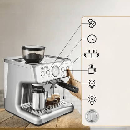 Machine Espresso Broyeur à Grains Professionnelle 15 Bars - vue 3