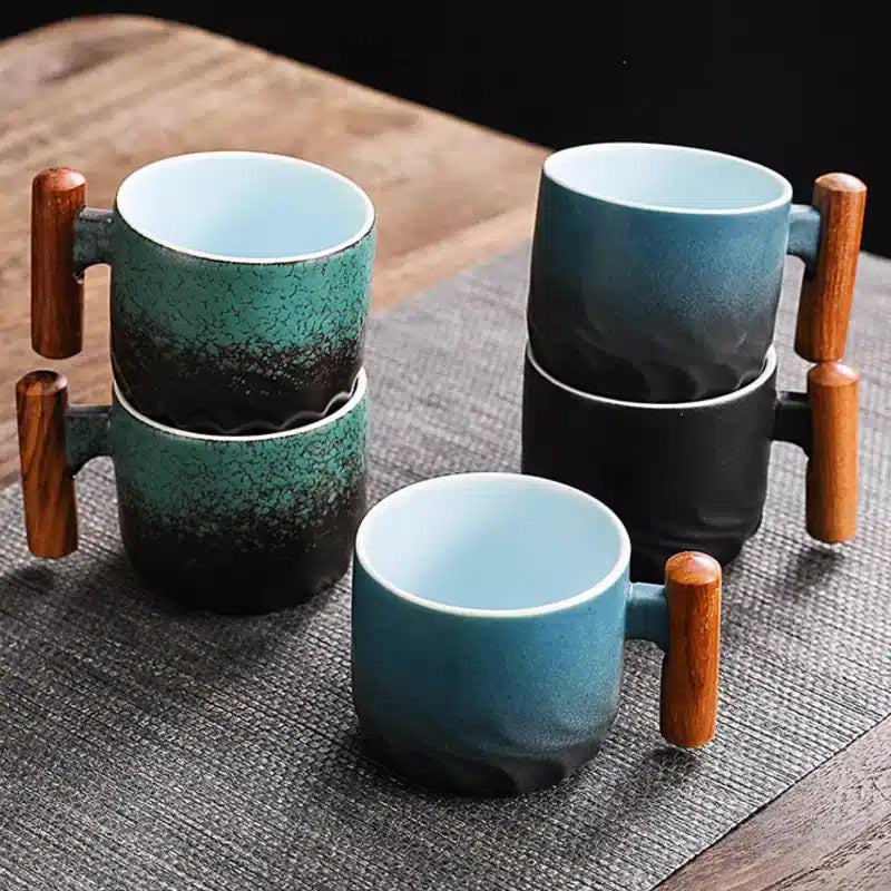 Mug à Café en Bois Artisanat Vintage Réutilisable 300ML - vue 4