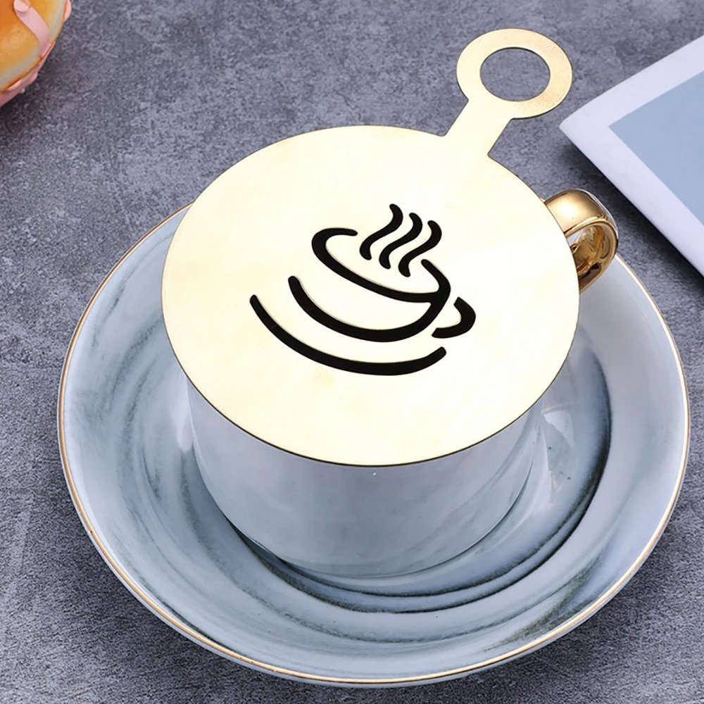 Pochoirs à Café en Acier Inoxydable Lot de 4 Motifs Créatifs - vue 4
