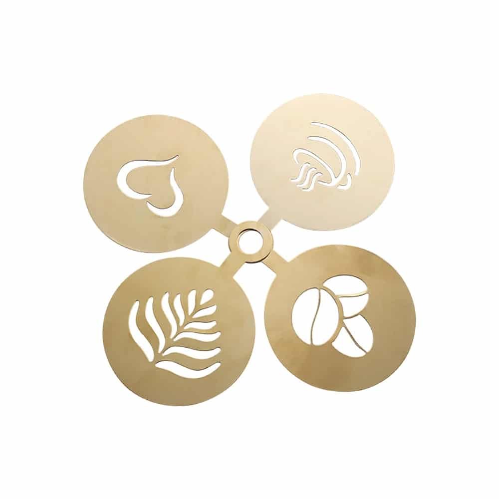 Pochoirs à Café en Acier Inoxydable Lot de 4 Motifs Créatifs - vue 1