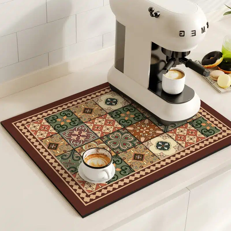 Tapis de Tassage Café en Polymères Rétro Élégant 40x30CM - vue 3