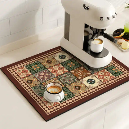 Tapis de Tassage Café en Polymères Rétro Élégant 40x30CM - vue 3
