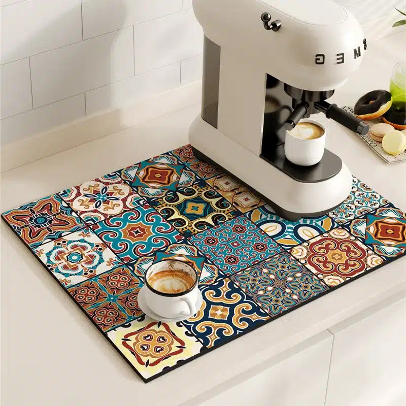Tapis de Tassage Café en Polymères Rétro Élégant 40x30CM - vue 2