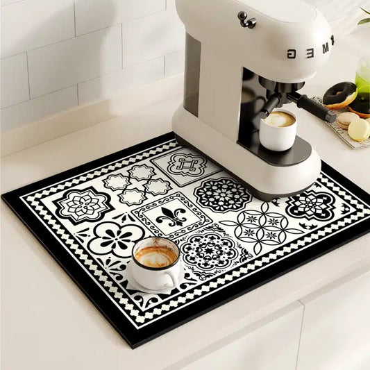 Tapis de Tassage Café en Polymères Rétro Élégant 40x30CM - vue 1