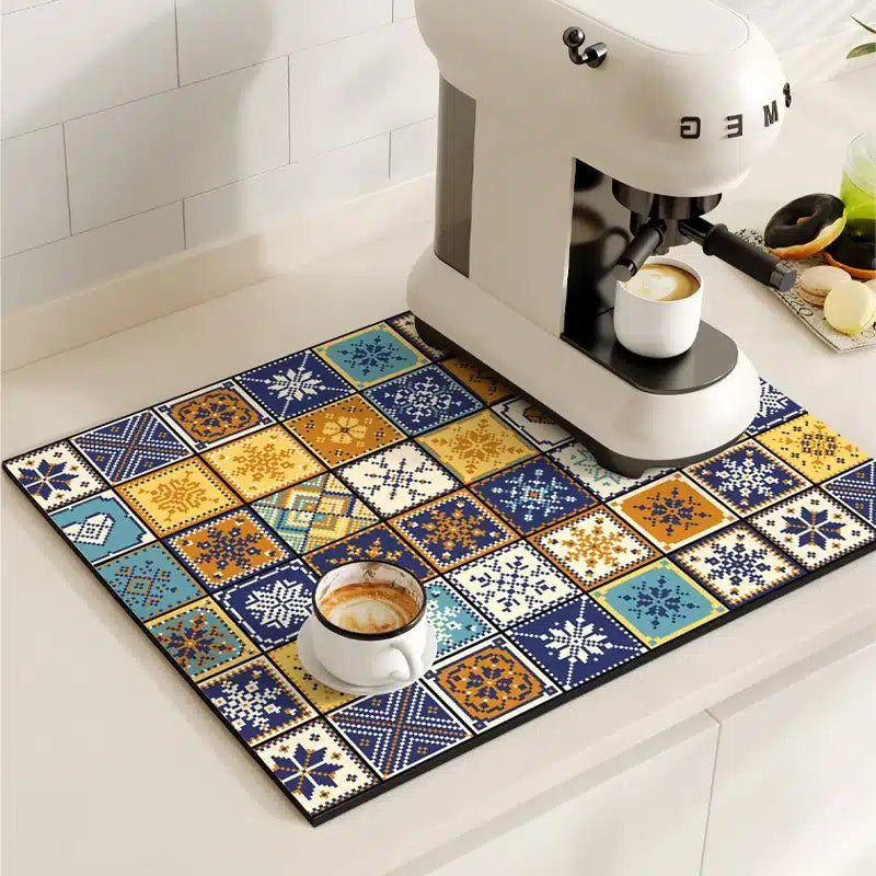 Tapis de Tassage Café en Polymères Rétro Élégant 40x30CM - vue 4